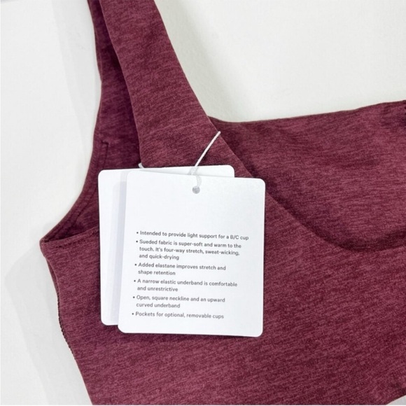 Lululemon NWT Soft Sueded Bra *Light Support, B/C Cup Garnet - Picture 5 of 12